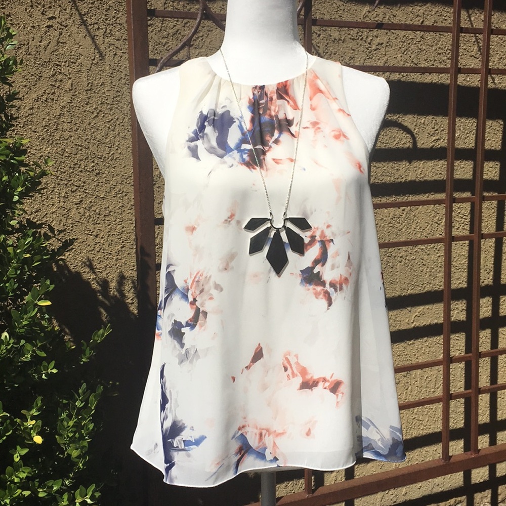 Vince Camuto Sheer Floral Tank